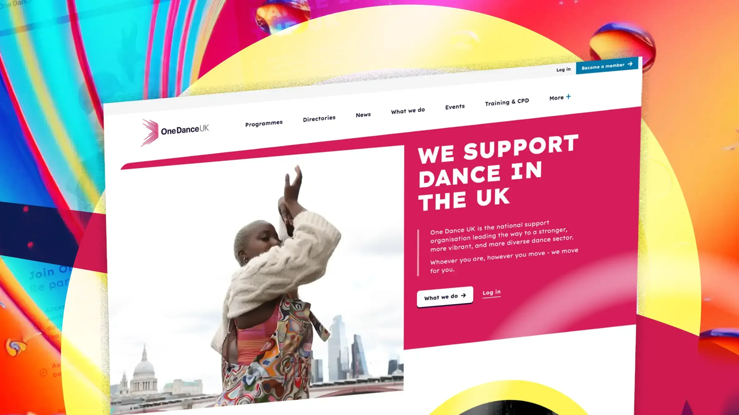 Graphic showing One Dance UK website Graphic showing One Dance UK website