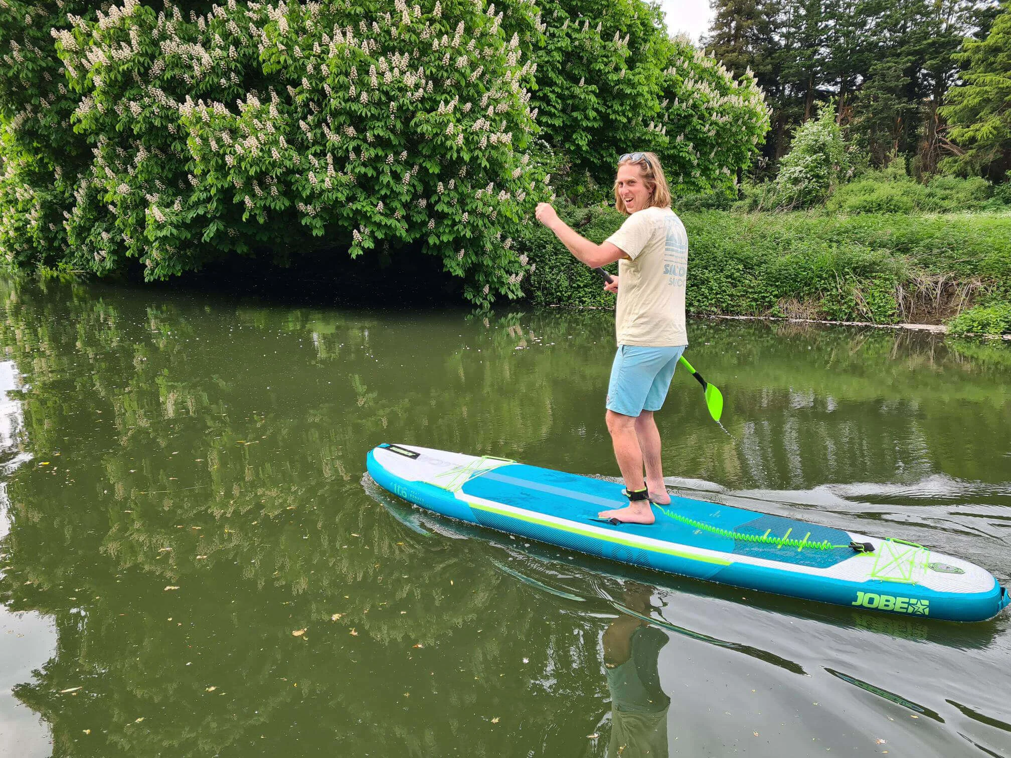 Darren McGrath on a paddleboard in Bradford on Avon