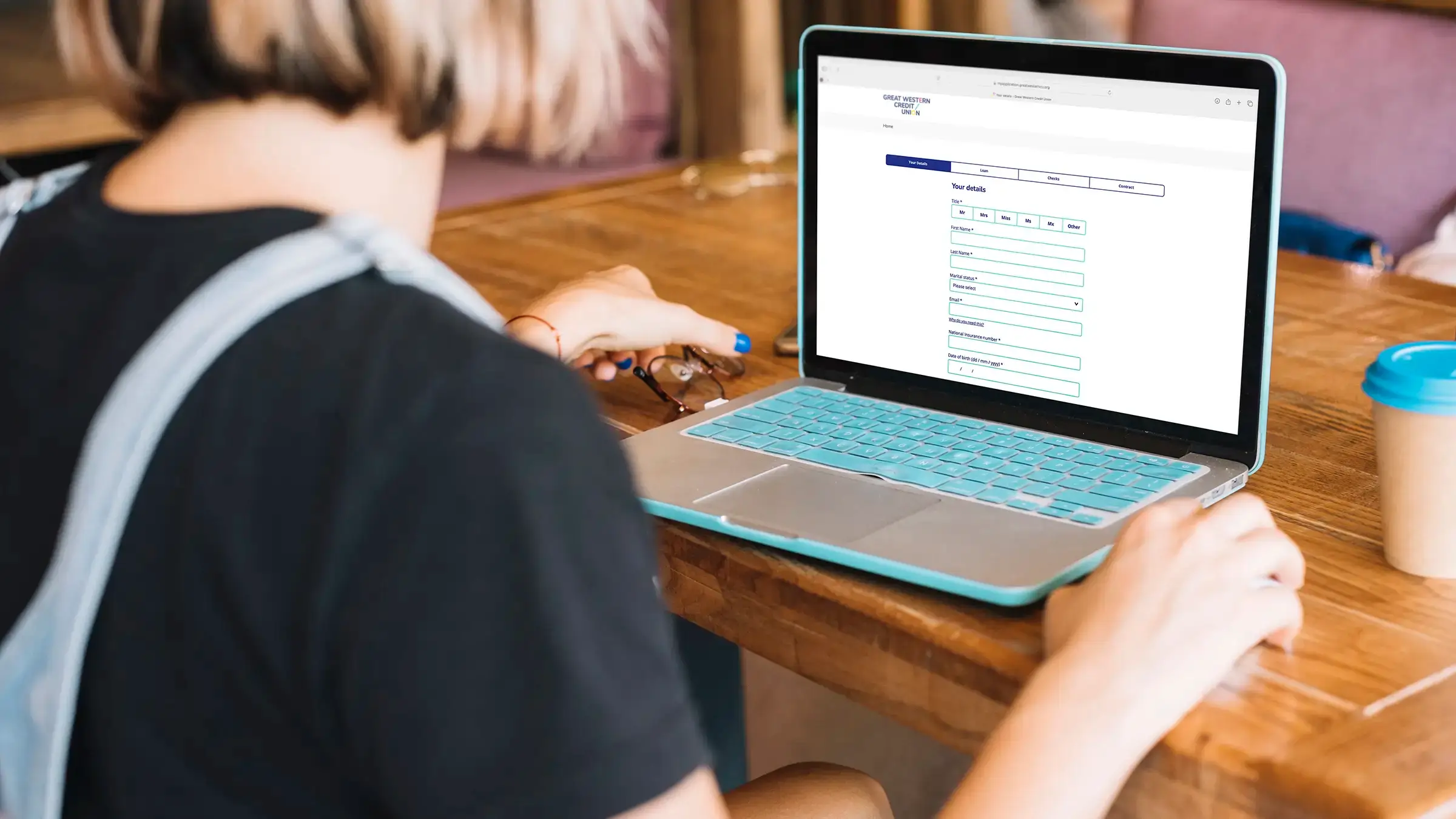 Great Western Credit Union loan application on laptop