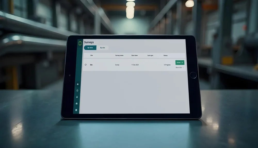 Bespoke app shown on tablet in boiler plant