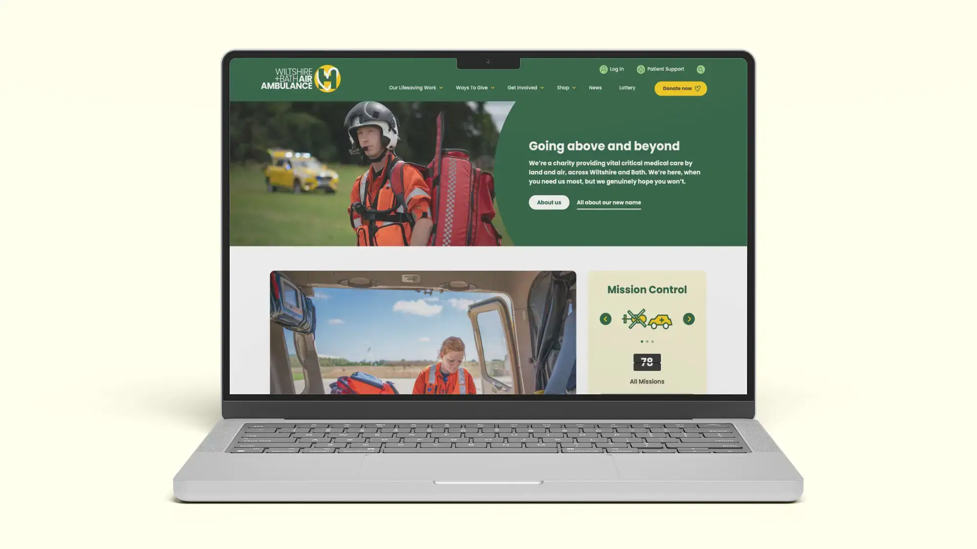 Wiltshire & Bath Air Ambulance website on laptop