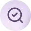 Icon of magnifying glass with tick