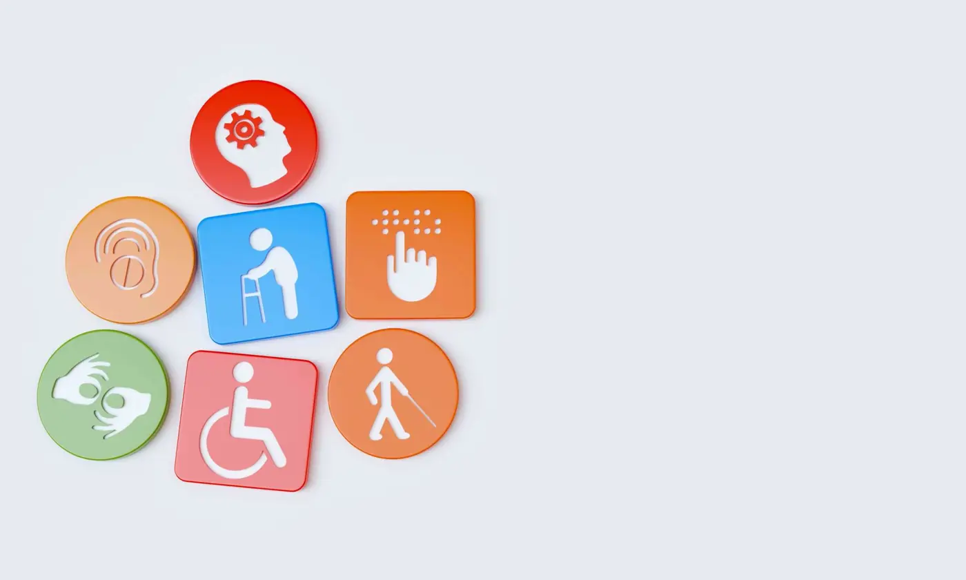 Disability Icons Engraved on shapes