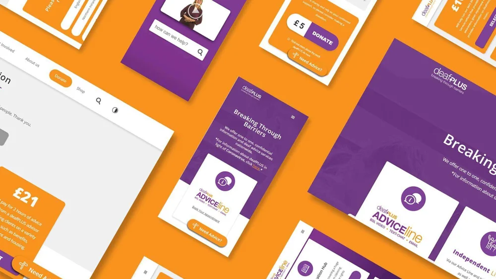 deafPLUS website on mobile and desktop