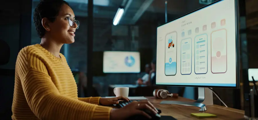 Women looking at screen showing app concept