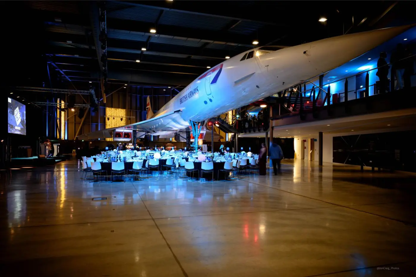 EntreConf Awards ceremony at Aerospace Bristol in 2024, photographed by Jon Craig Photography, showcasing South West entrepreneurs and business leaders celebrating innovation and success.