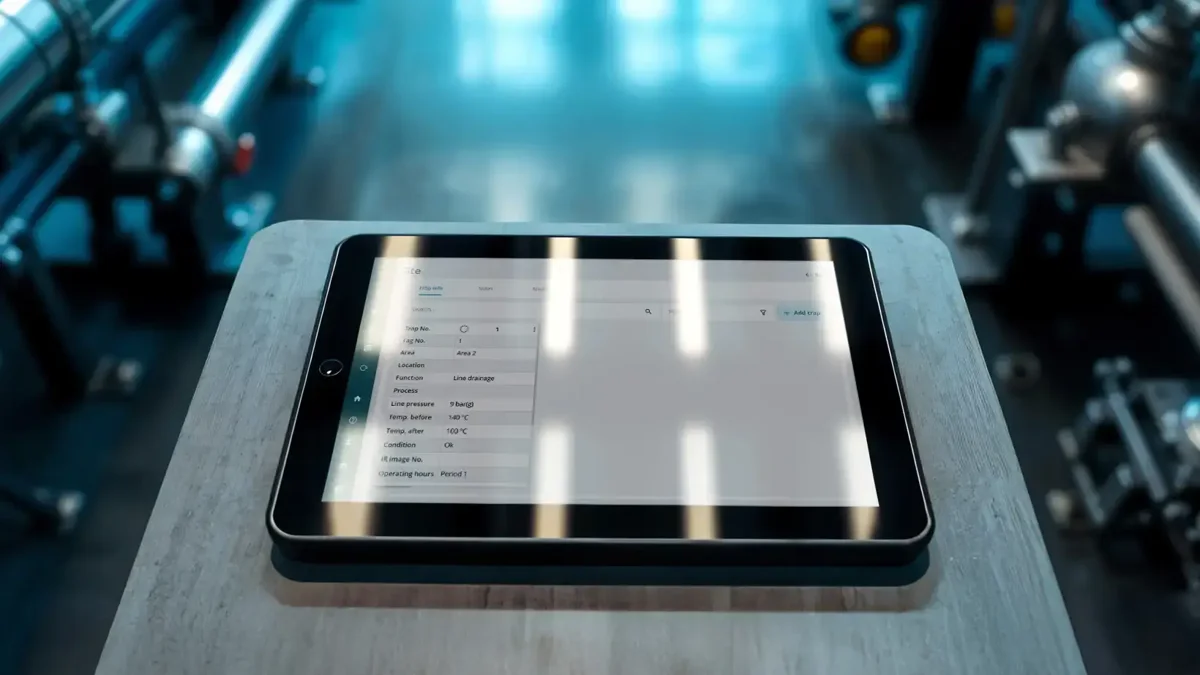 Bespoke app shown on tablet in boiler plant