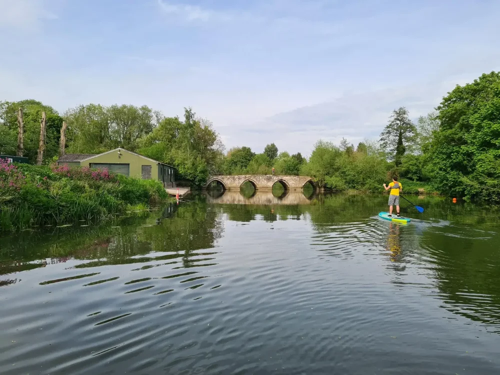 Paddle boarding on river