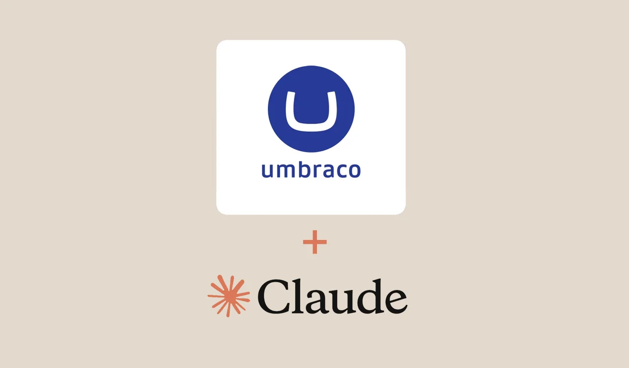 Umbraco and Claude logos combined with a plus sign, representing the integration between the Umbraco CMS platform and Claude AI assistant.