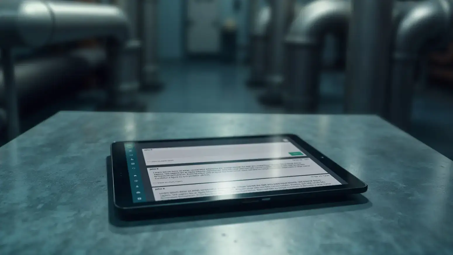 Bespoke app shown on tablet in boiler plant