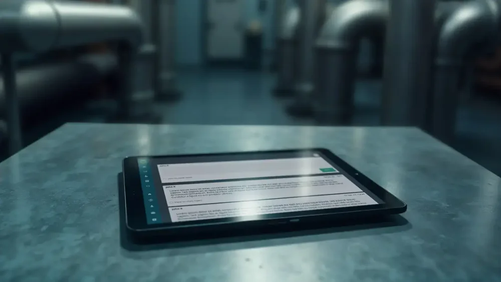 Bespoke app shown on tablet in boiler plant