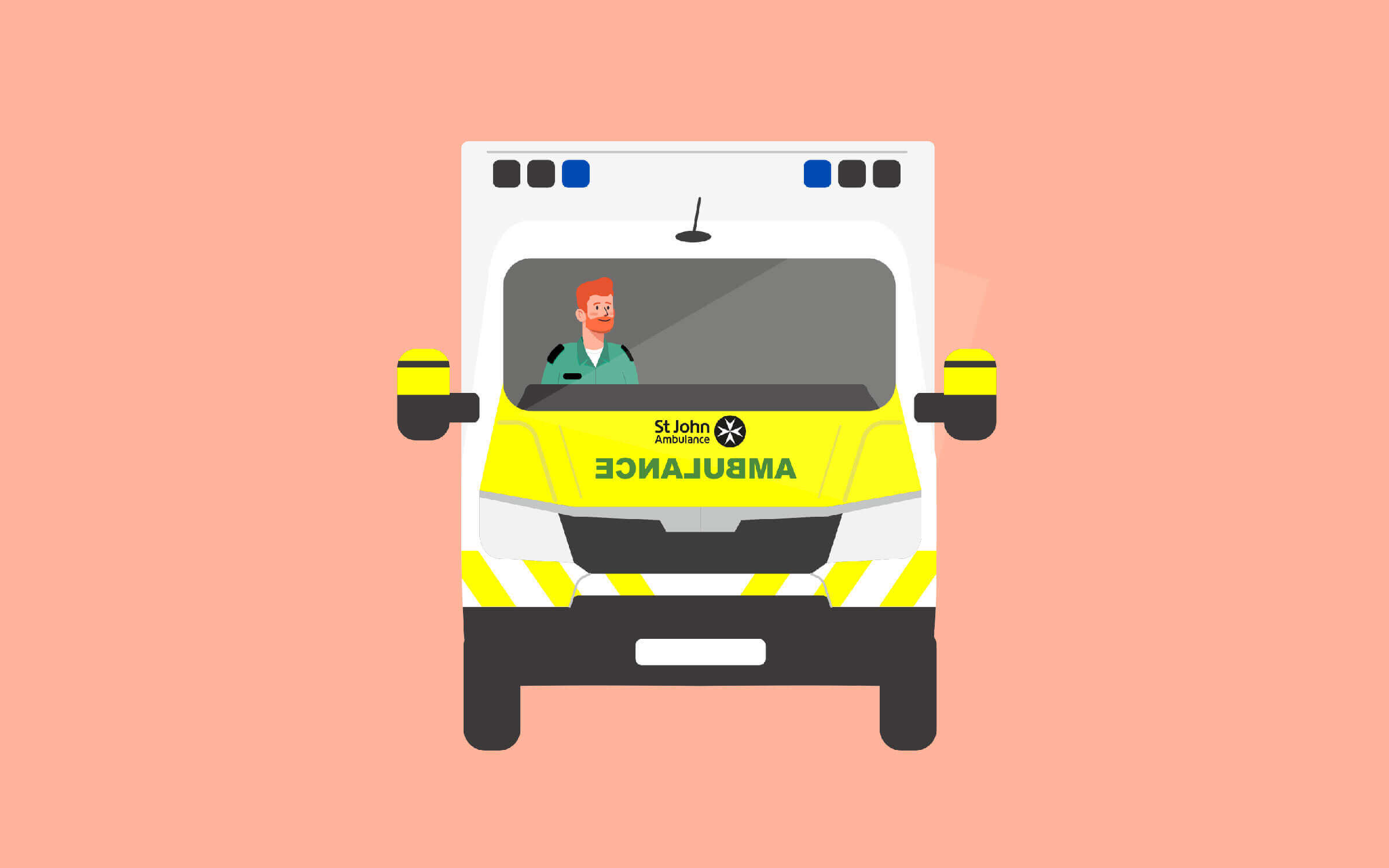 Graphic of a man in an ambulance