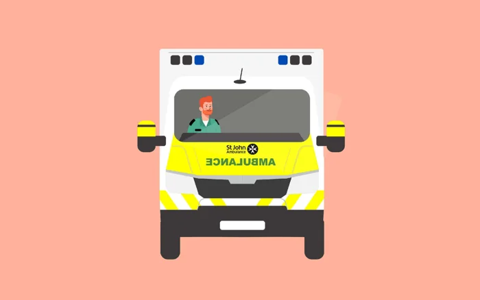 Graphic of a man in an ambulance