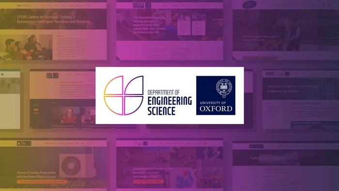 Department of Engineering Science University of Oxford logo with screenshots of website behind.