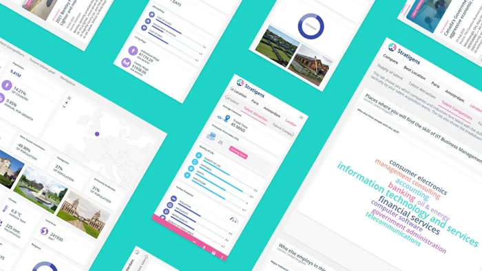 Image showing different screens of the stratigens platform