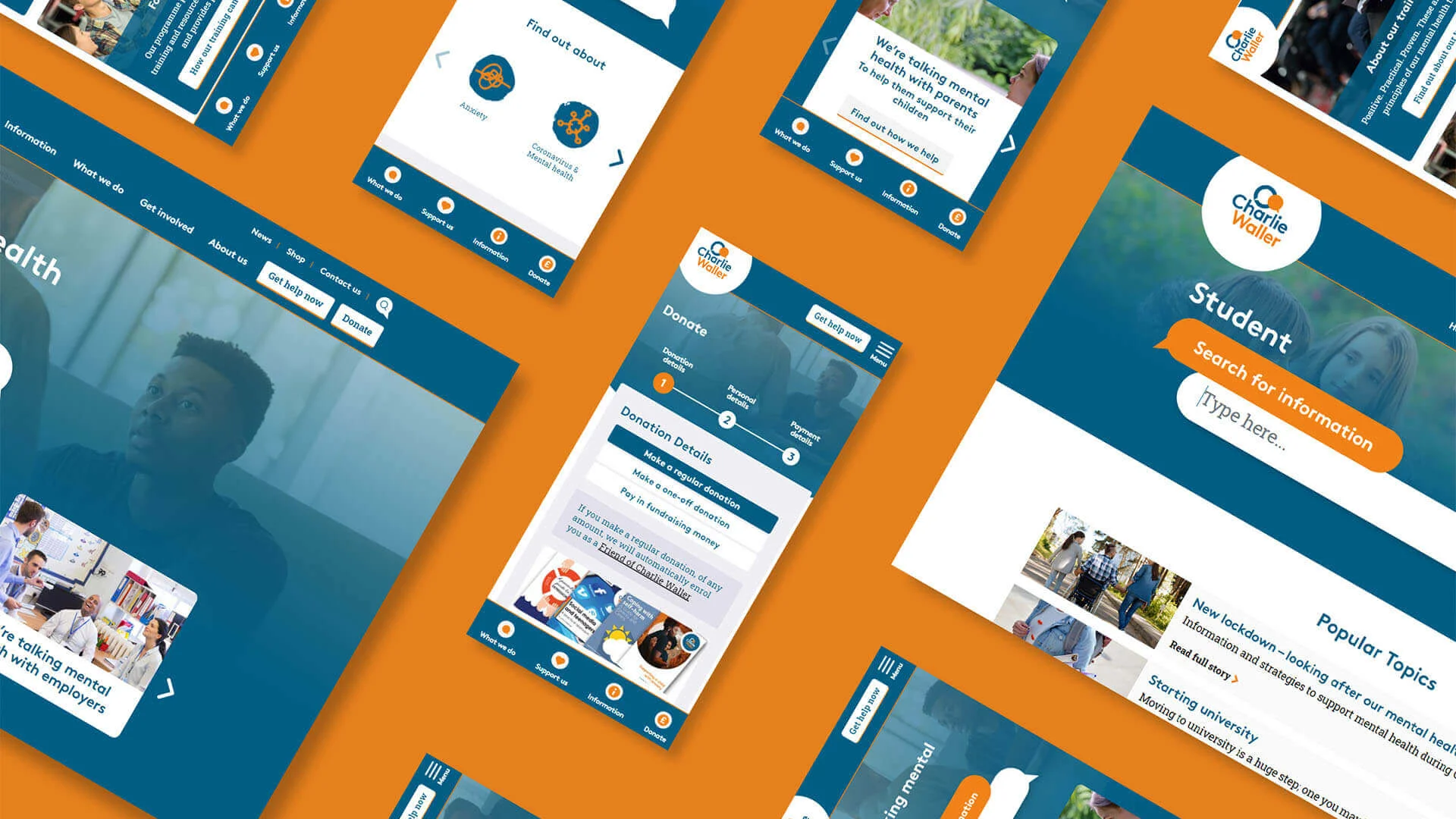 Charlie Waller website screenshots mobile and desktop